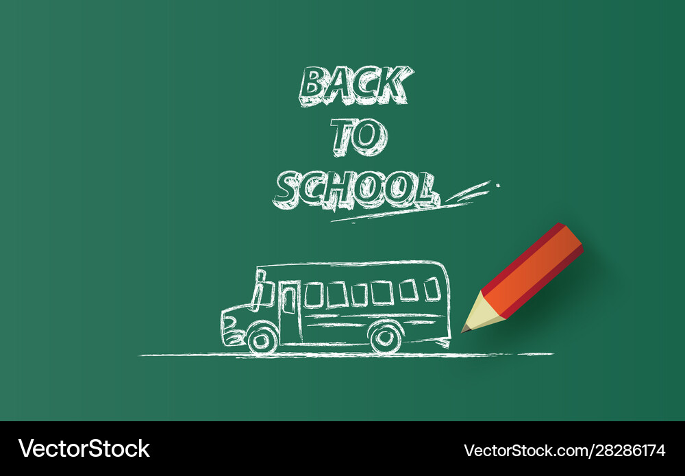 Back To School Bus Horizontal Banner Drawing On Vector Image