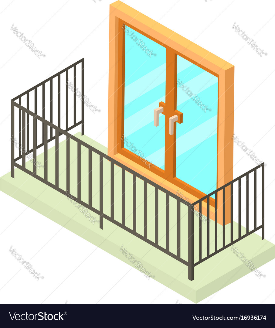 Balcony icon isometric 3d style Royalty Free Vector Image