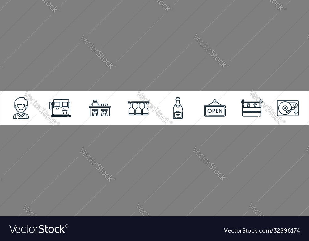 Bar line icons linear set quality vector image Bar line icons linear set quality