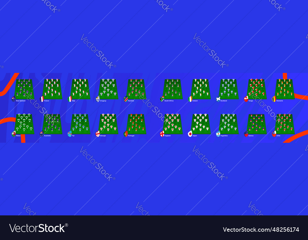 Big set of rugby field with player position all