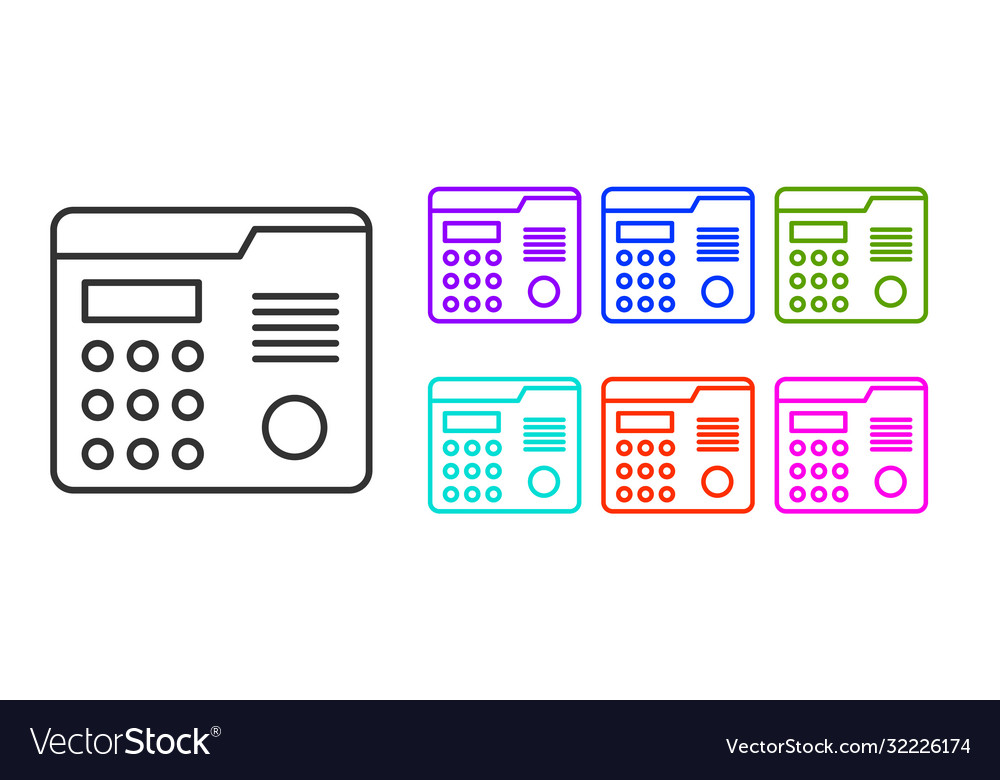 Black line house intercom system icon isolated vector image Black line house intercom system icon isolated