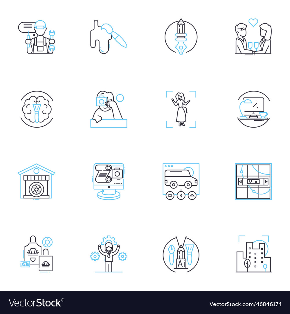 Calligraphy linear icons set flourish script vector image Calligraphy linear icons set flourish script
