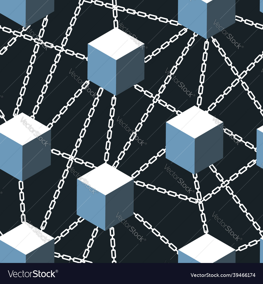 Concept of blockchain network seamless Vector Image Concept of blockchain network seamless