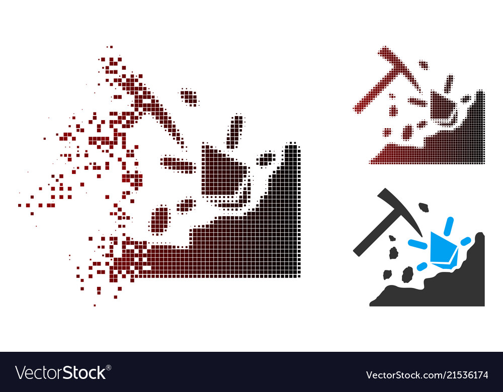 Disintegrating pixel halftone ethereum mining Vector Image Disintegrating pixel halftone ethereum mining