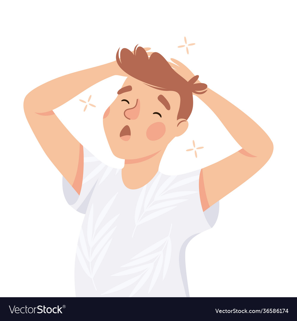 drowsy-man-stretching-and-yawning-feeling-need-vector-image