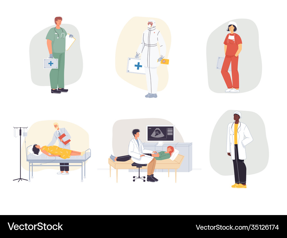 Flat cartoon doctor character Royalty Free Vector Image