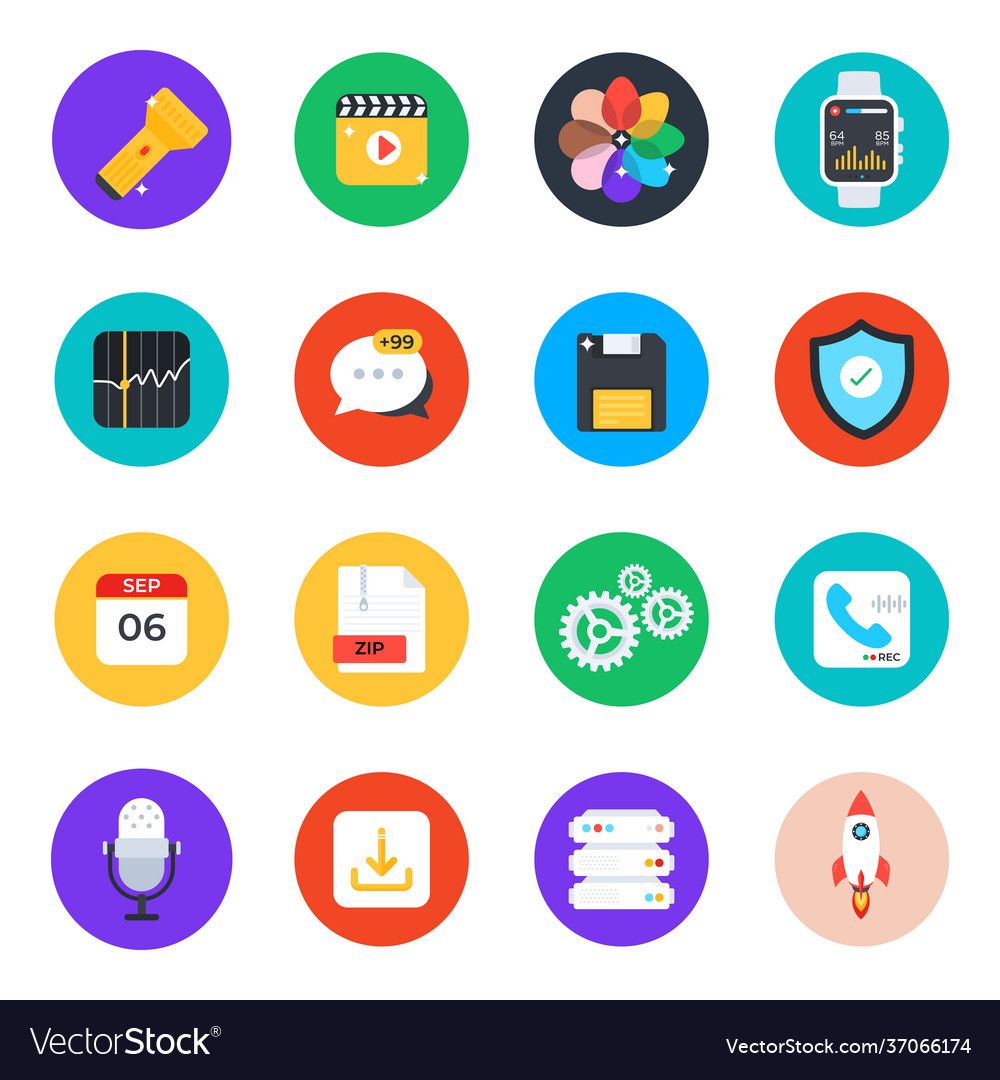 Flat web and mobile applications icons