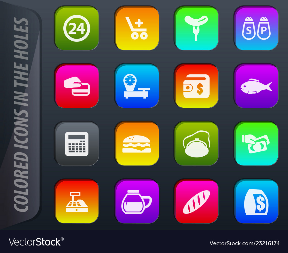 Grocery store icons set