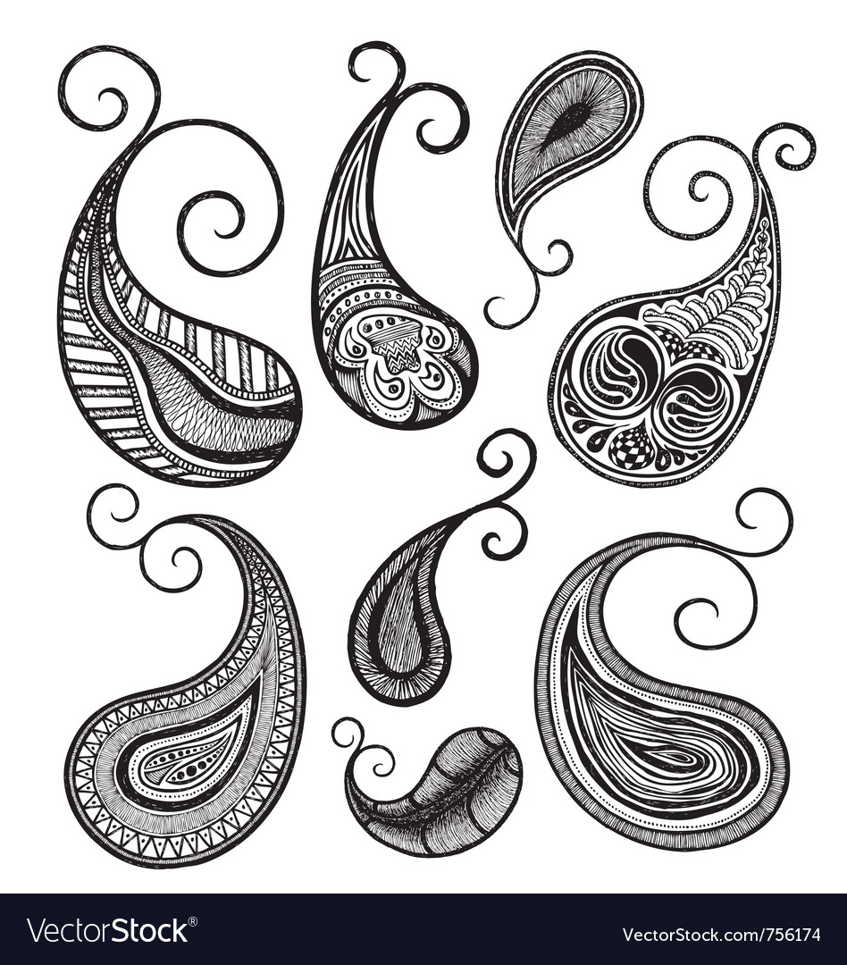 Hand drawing paisley Royalty Free Vector Image