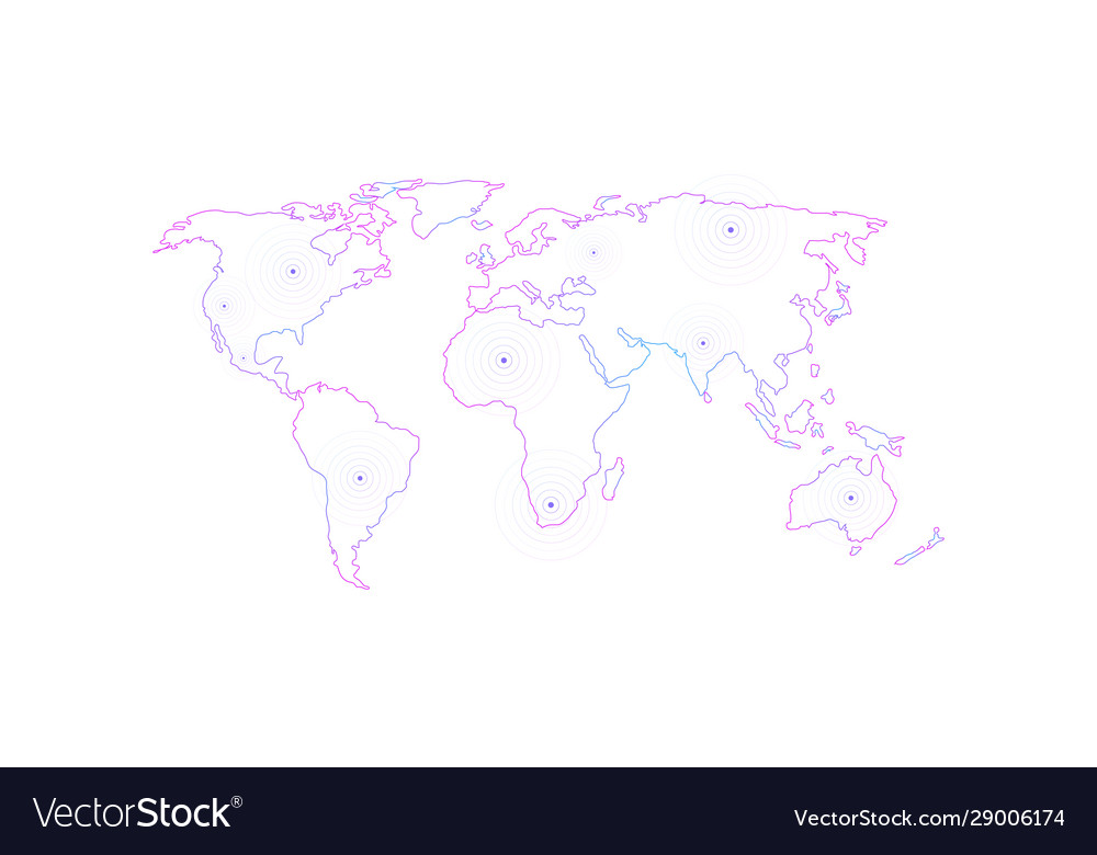 Linear world map with location radial marker