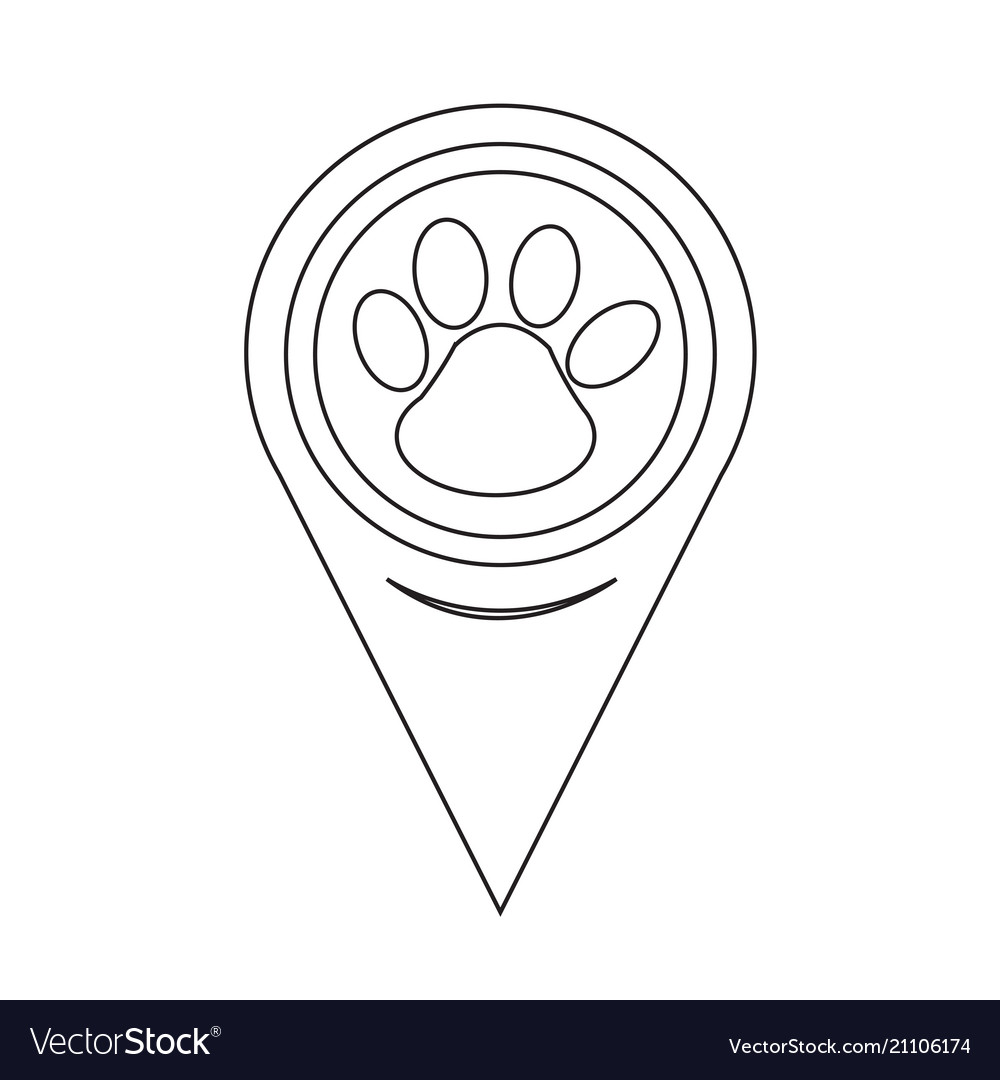 Map pointer paw print icon