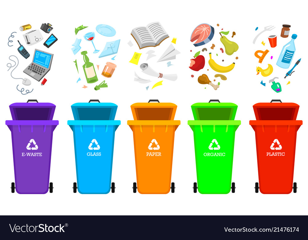 Recycling garbage elements bag or containers or Vector Image