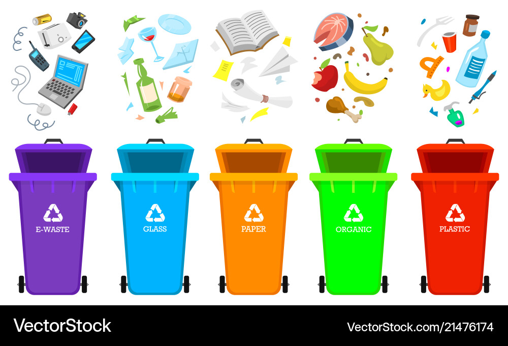 Recycling garbage elements bag or containers Vector Image