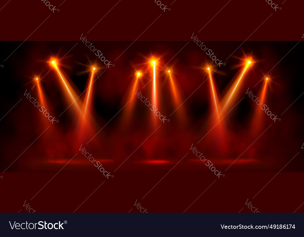 Red Bright Spotlight On Stage With Glowing Effect Vector Image