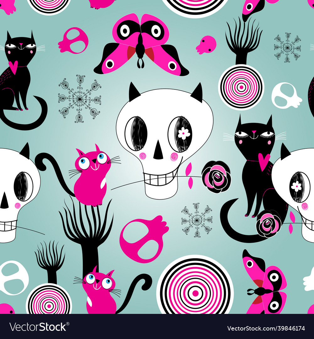 Seamless bright halloween pattern with skull