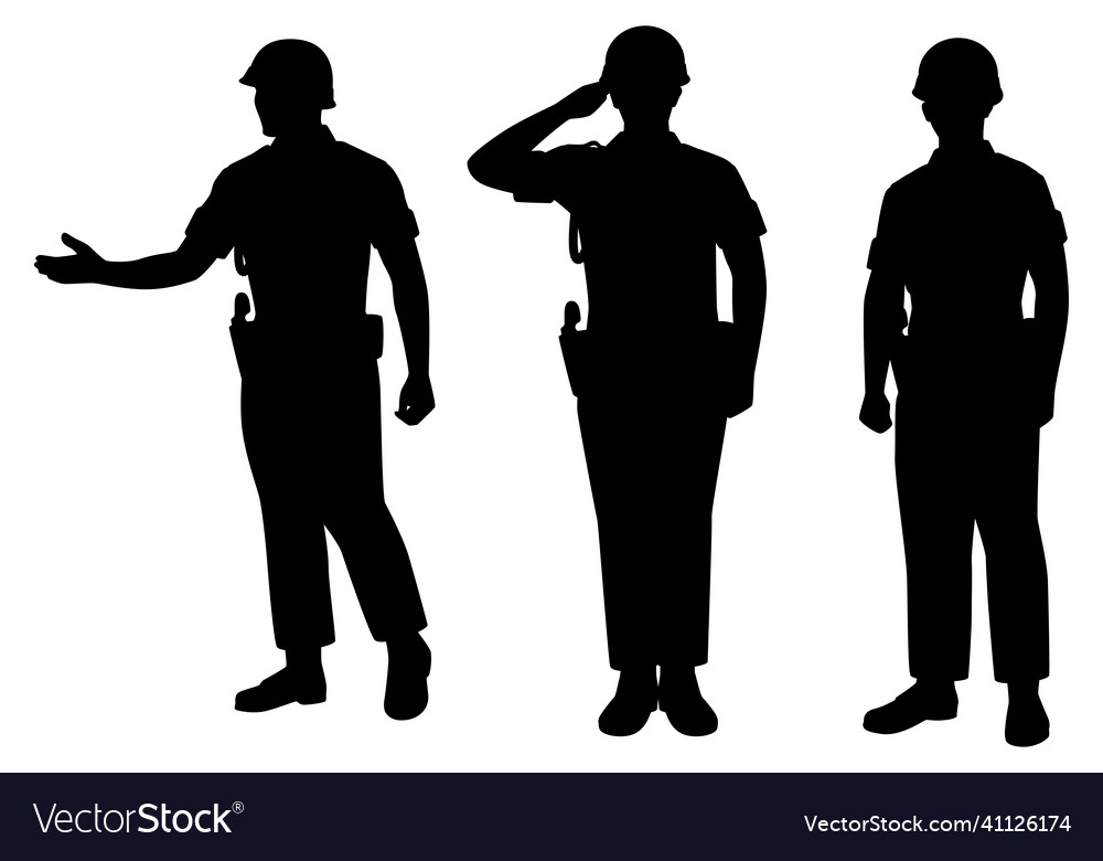 Set of military police silhouette on white Vector Image