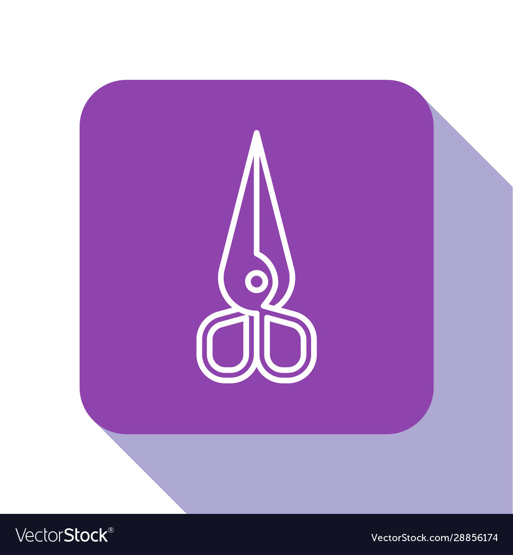 White line scissors icon isolated on