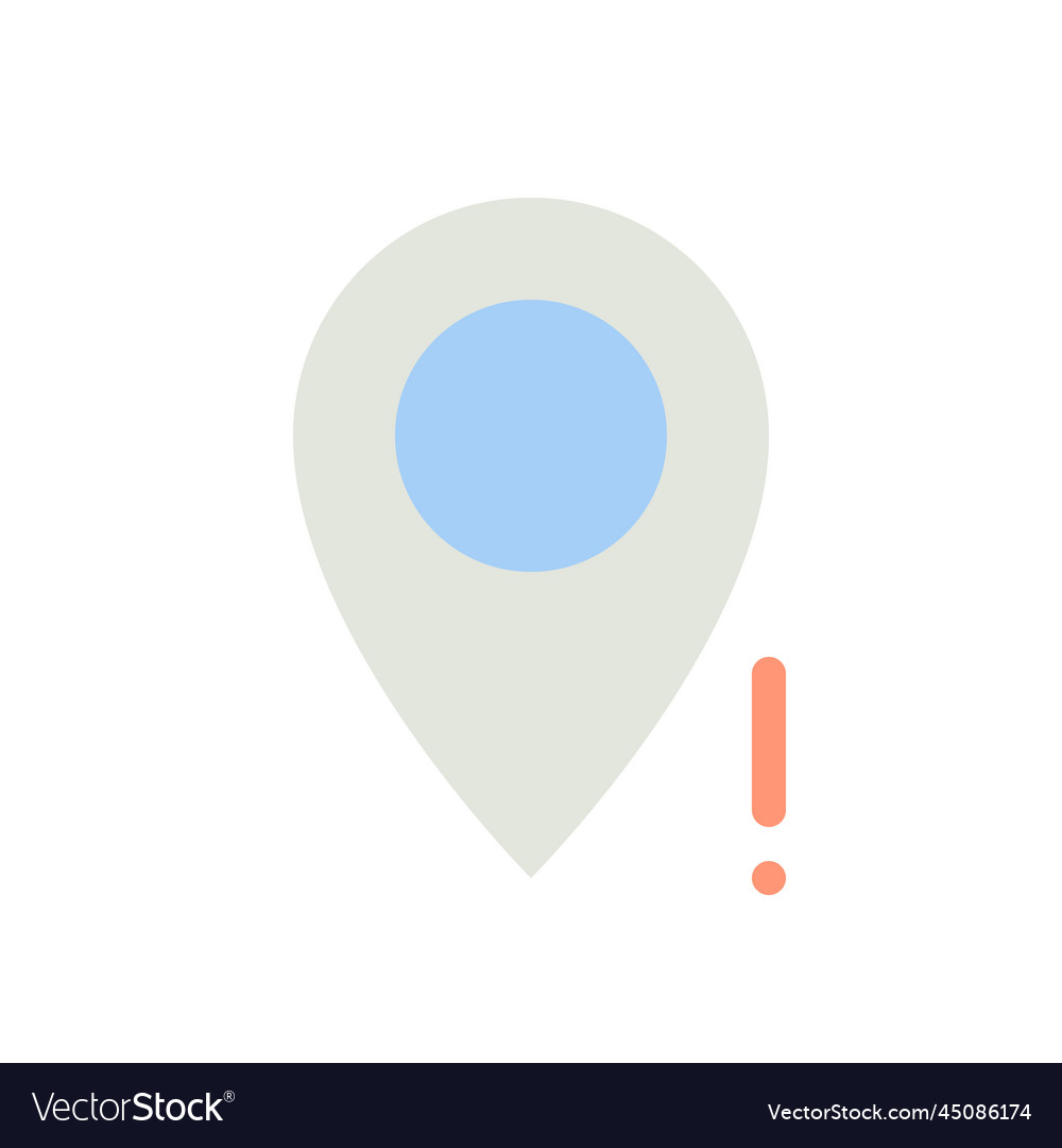 Wrong pin location flat color ui icon vector image Wrong pin location flat color ui icon