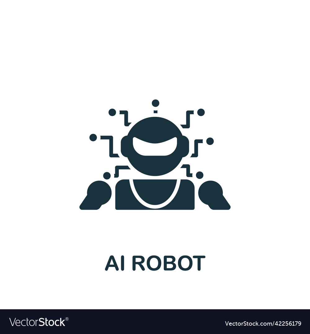 Ai robot icon monochrome simple artificial Vector Image Ai robot icon monochrome simple artificial