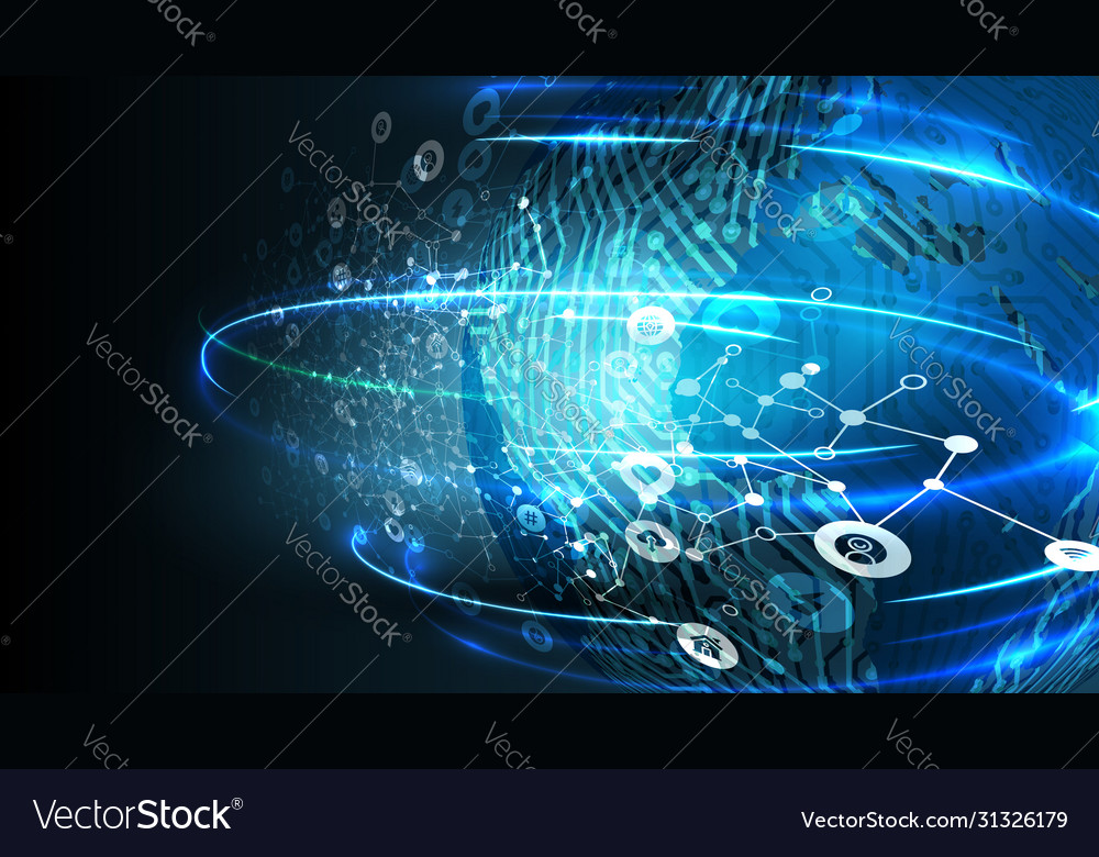 Blue abstract network background with globe Vector Image Blue abstract network background with globe