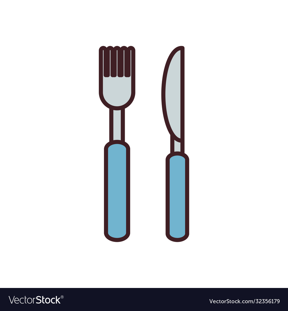 Fork and knife line fill style icon