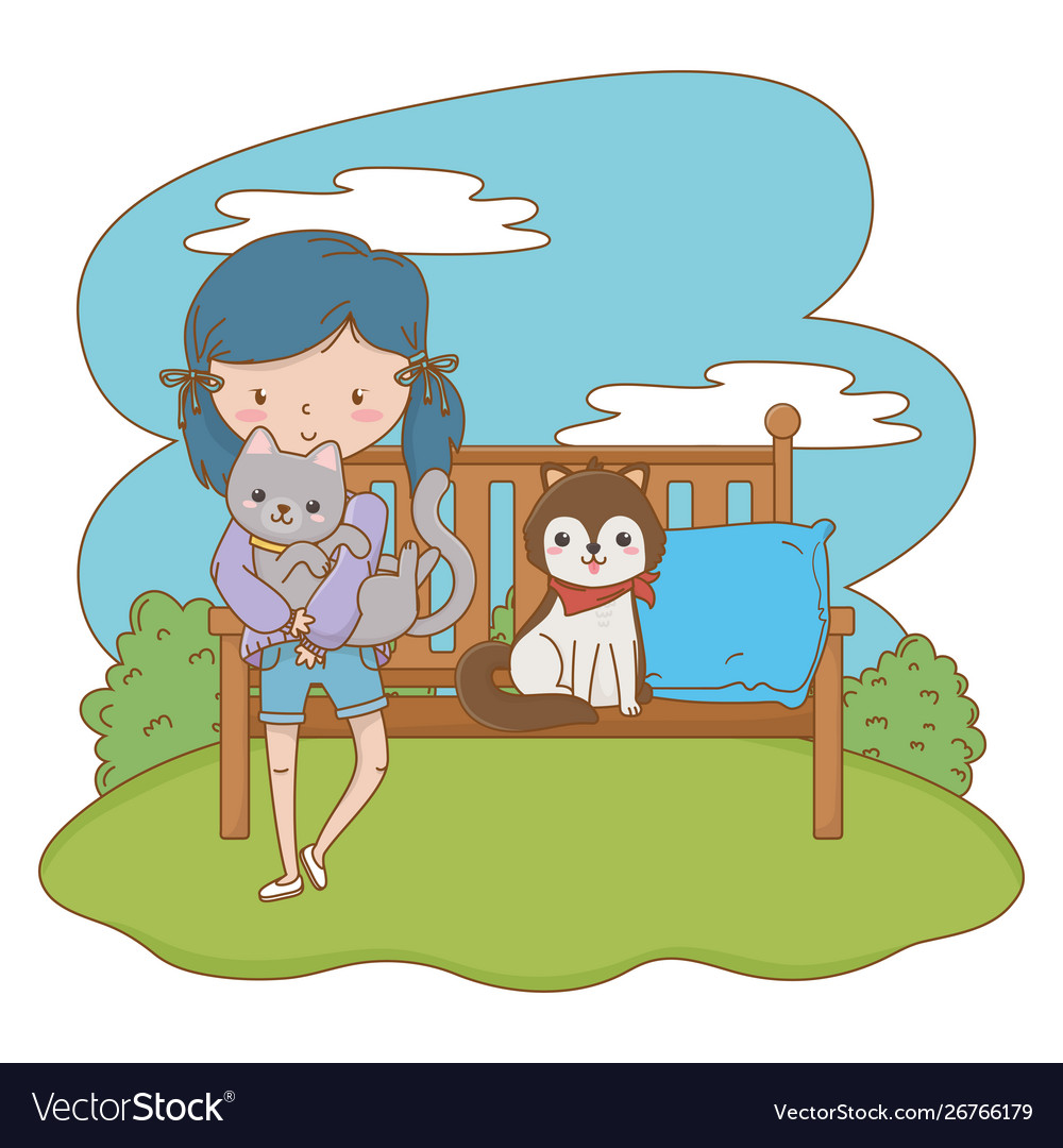 Girl with cat and dog cartoon design Royalty Free Vector Girl with cat and dog cartoon design Royalty Free Vector