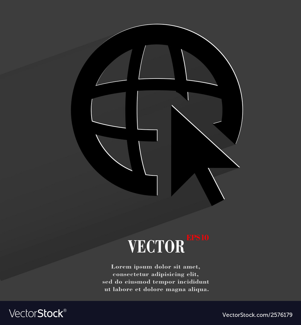 Globe flat modern web button with long shadow