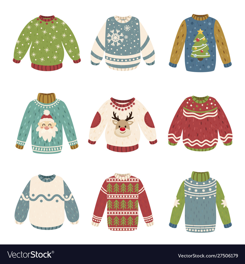 Handmade christmas sweaters color Royalty Free Vector Image