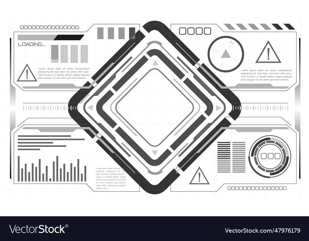 Hud sci-fi Schnittstelle Bildschirm monochrome Ansicht vector image Hud sci-fi Schnittstelle Bildschirm monochrome Ansicht