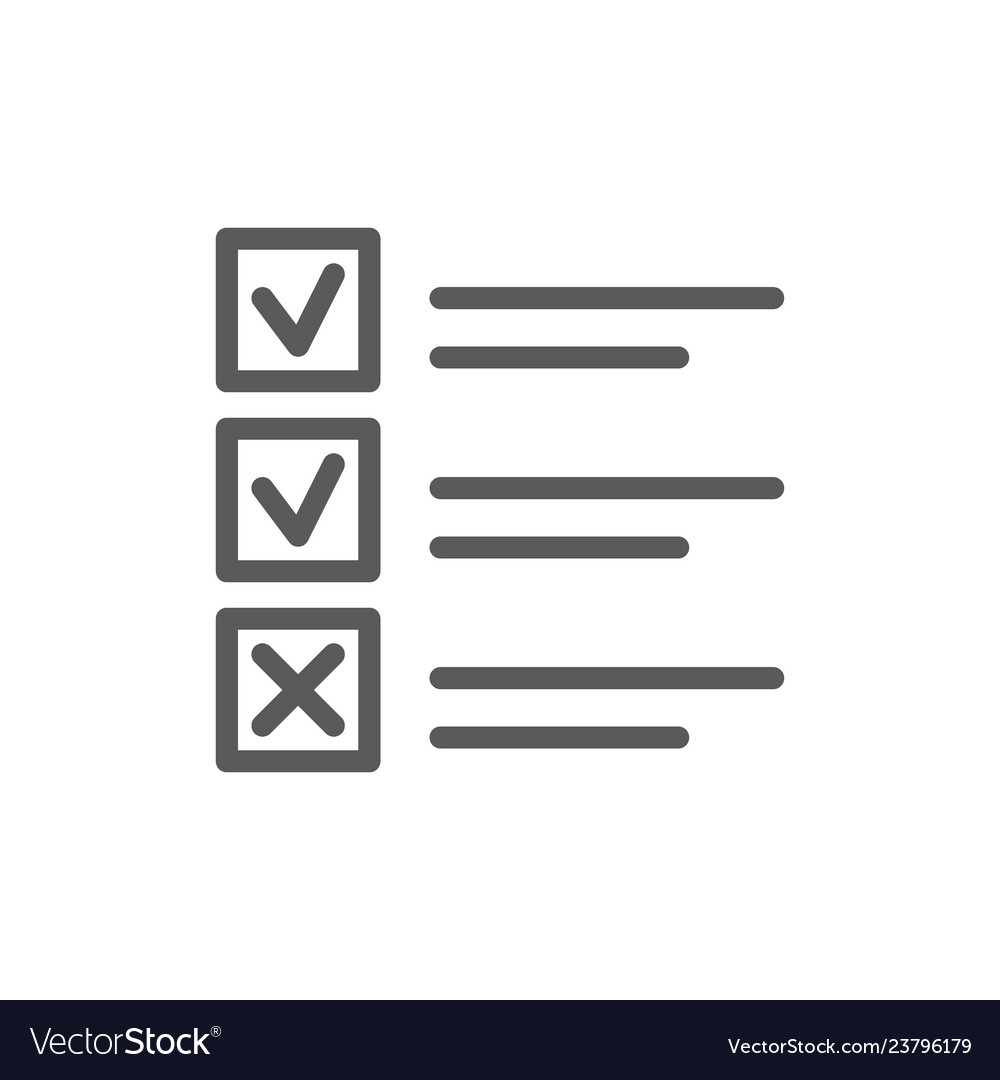 List of done and undone cases line icon vector image List of done and undone cases line icon