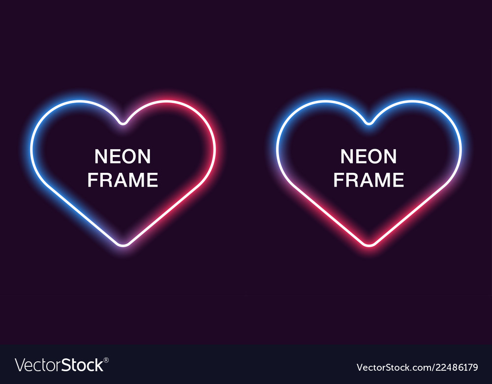 Neon Rahmen in Herzform Vorlage