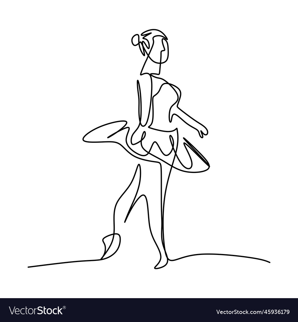 One single line drawing beautiful woman ballerina