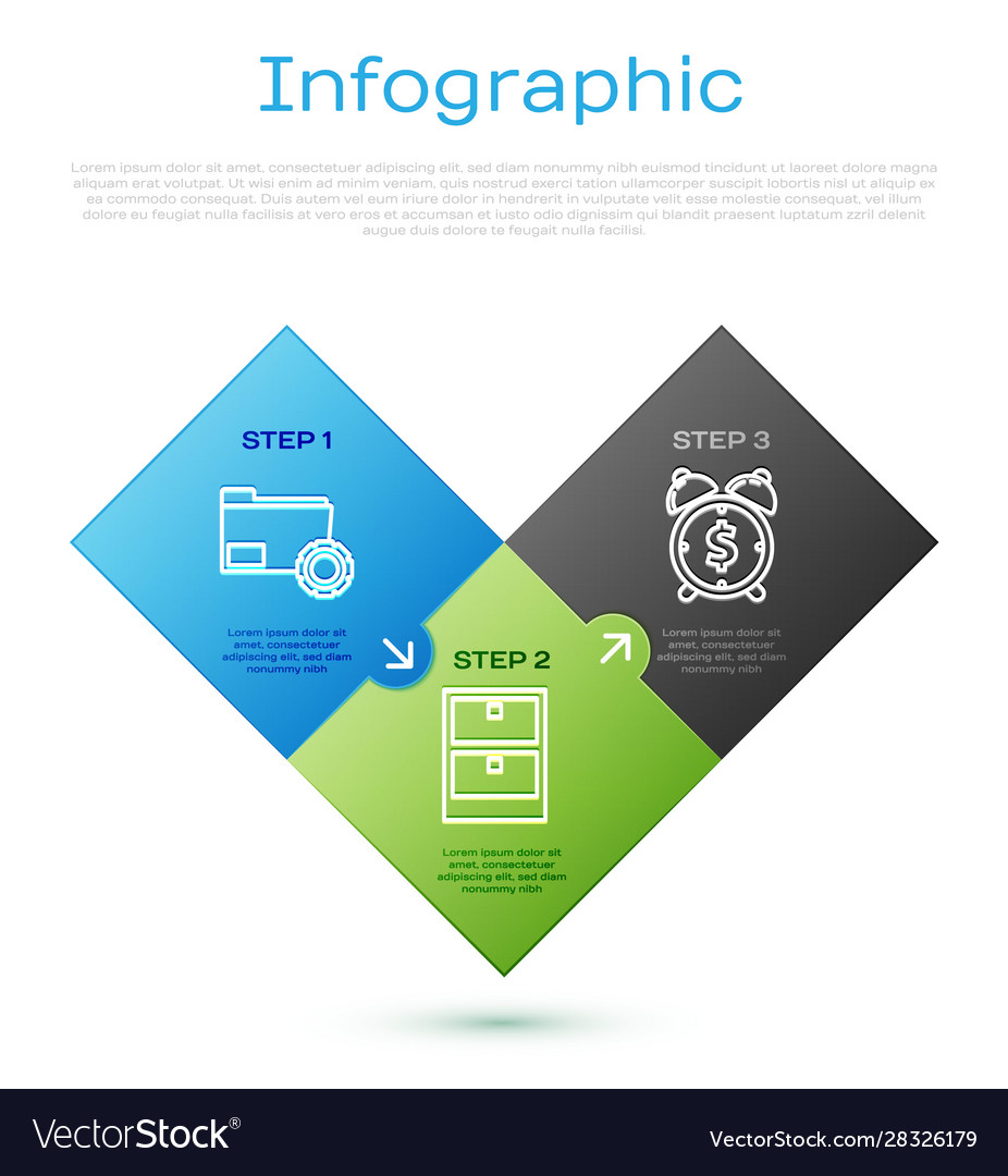 Set line folder settings with gears alarm clock vector image Set line folder settings with gears alarm clock