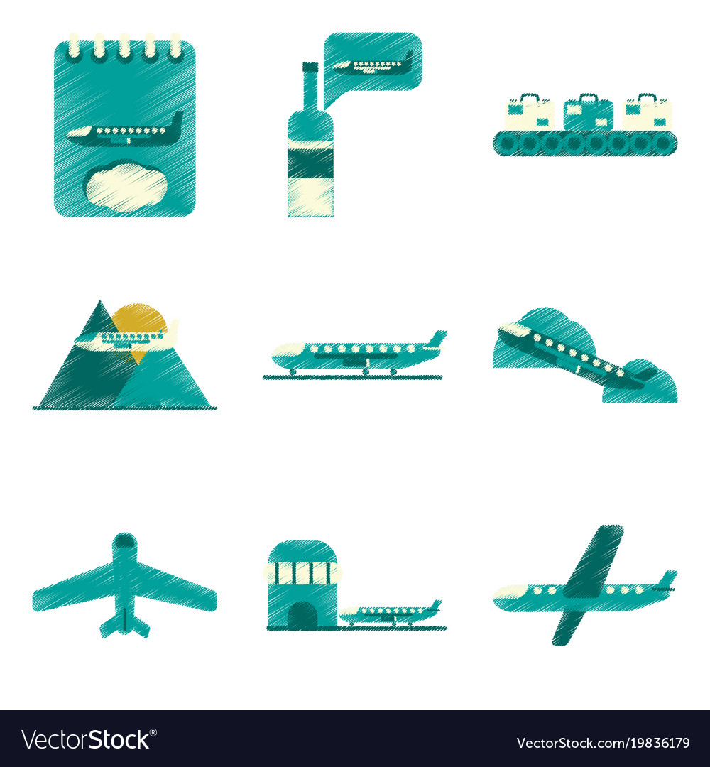 Set of flat icons in shading style planes