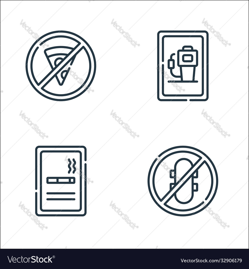 Signals and prohibitions line icons linear set vector image Signals and prohibitions line icons linear set