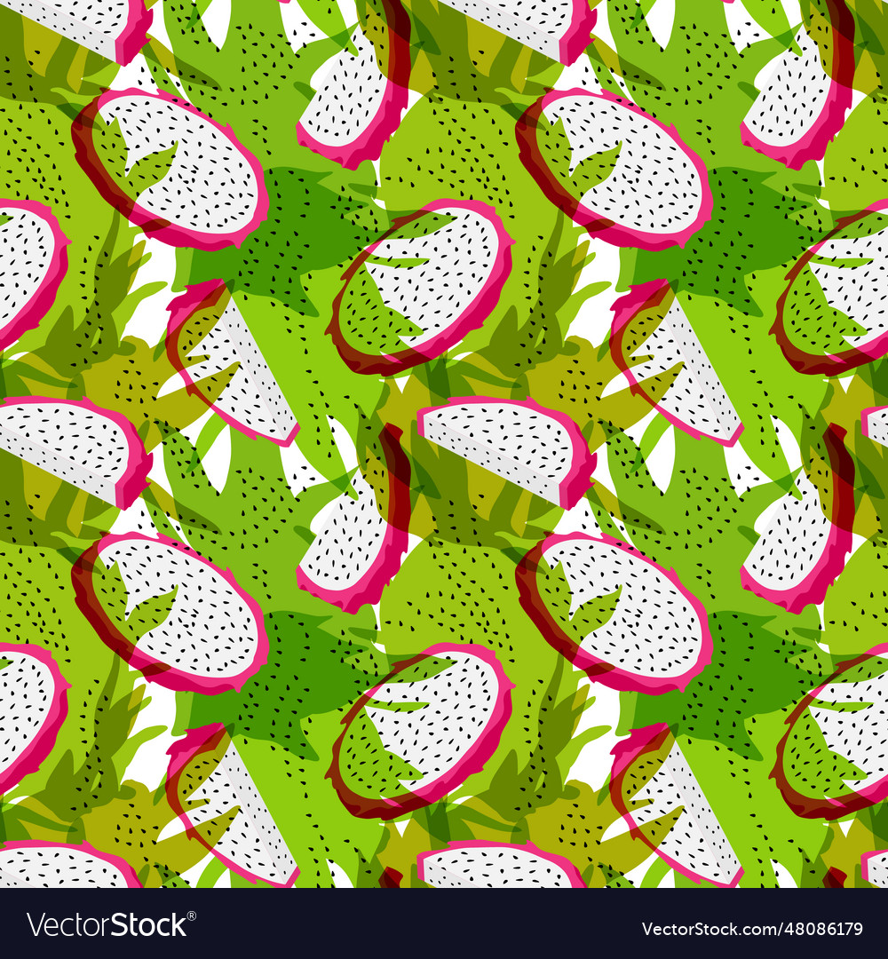 Summer seamless pattern with tropical fruit