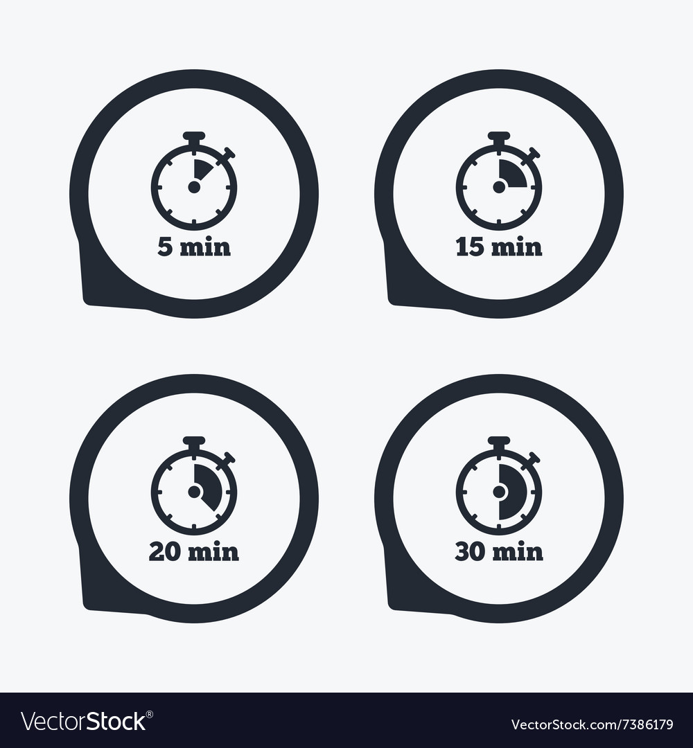 timer icons five minutes stopwatch symbol vector image timer five minutes