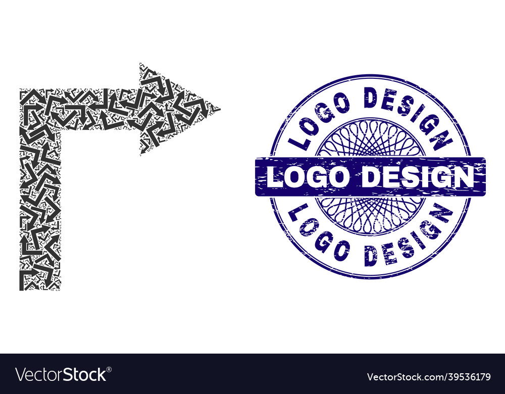 Turn right recursion mosaic of items vector image Turn right recursion mosaic of items
