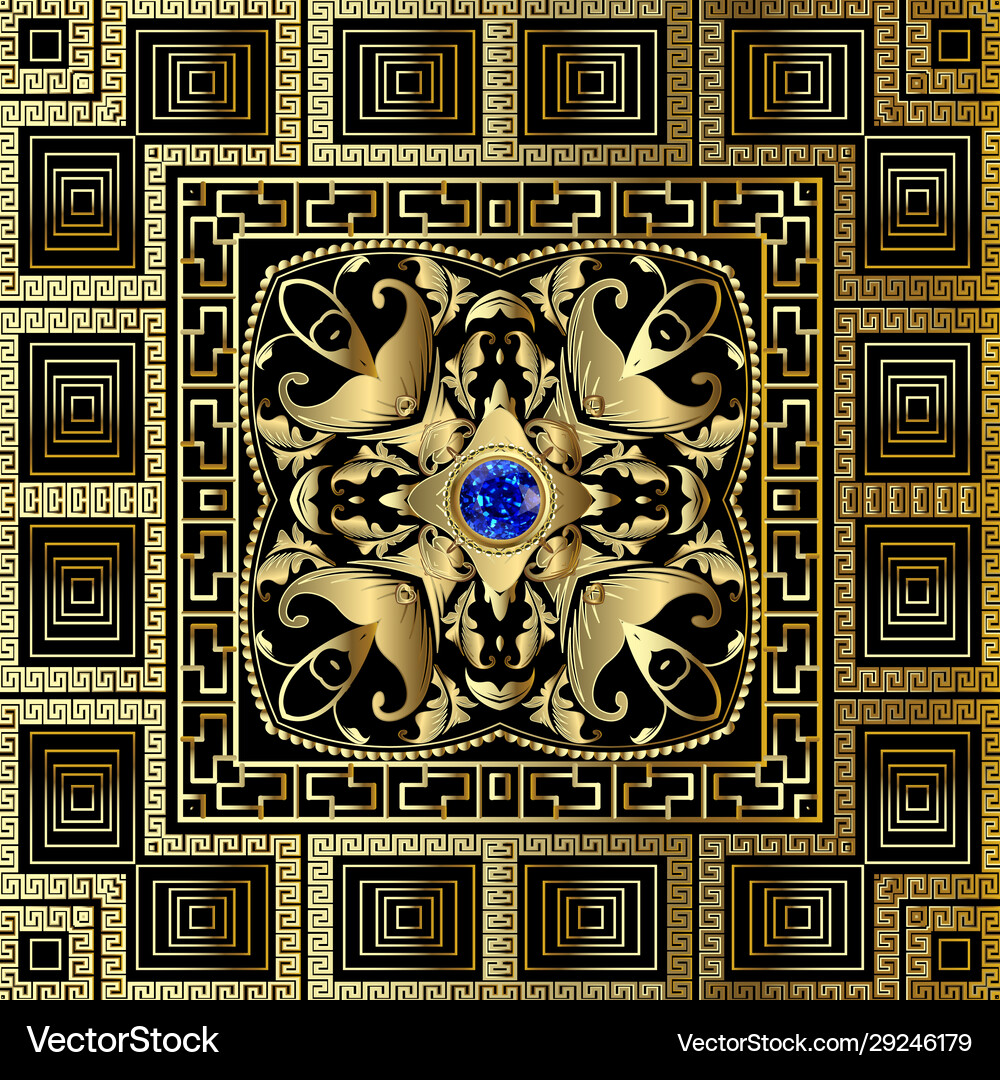 Vintage 3d greek seamless pattern baroque Vector Image