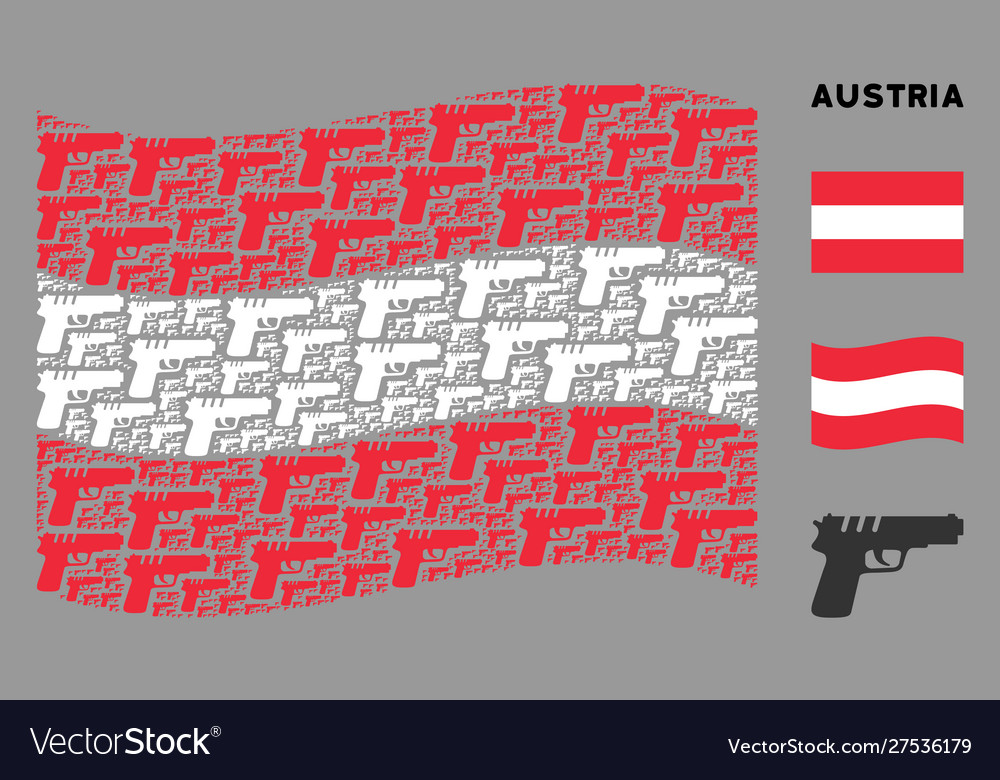 Waving austrian flag composition pistol gun