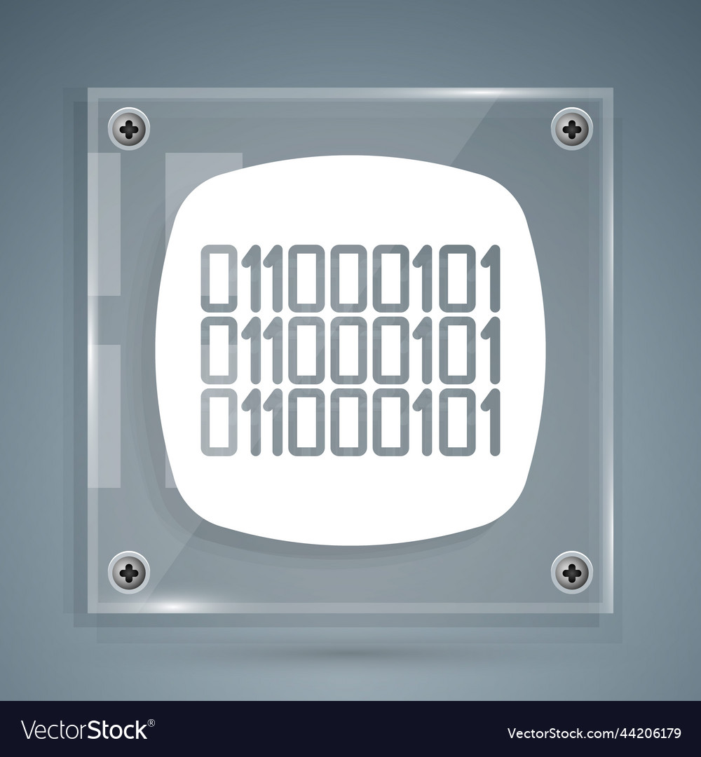 White binary code icon isolated on grey background vector image White binary code icon isolated on grey background