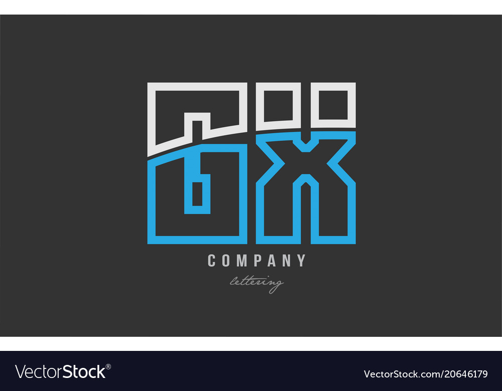 White blue alphabet letter gx g x logo icon design