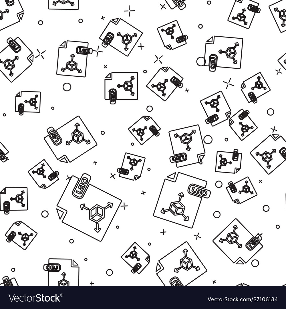 Black line obj file document download button vector image Black line obj file document download button