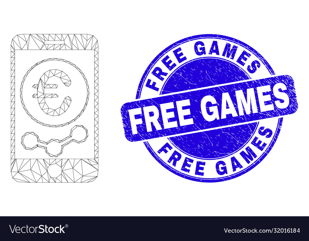 Blue scratched free games seal and web mesh mobile