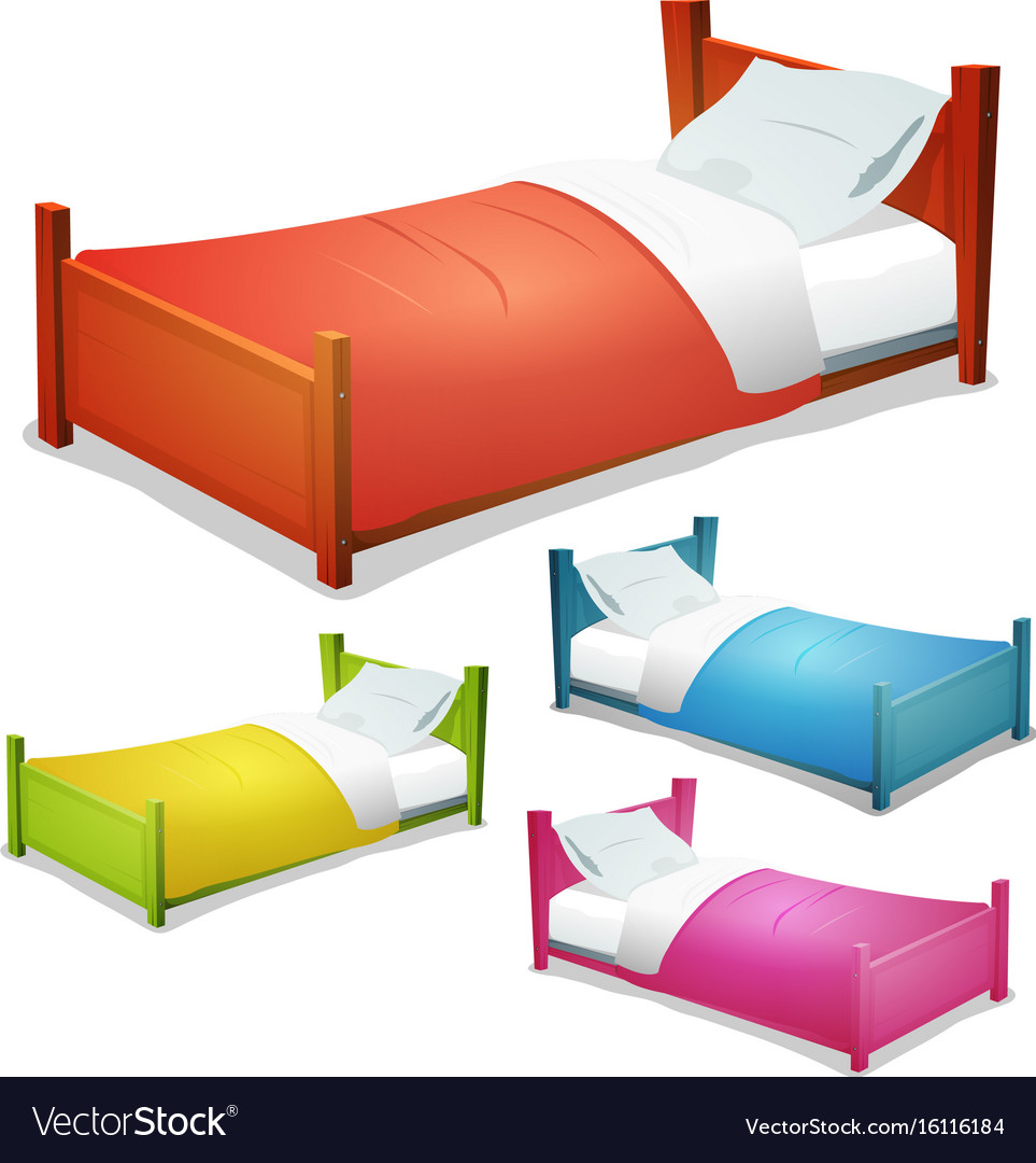 Cartoon bed set Royalty Free Vector Image - VectorStock