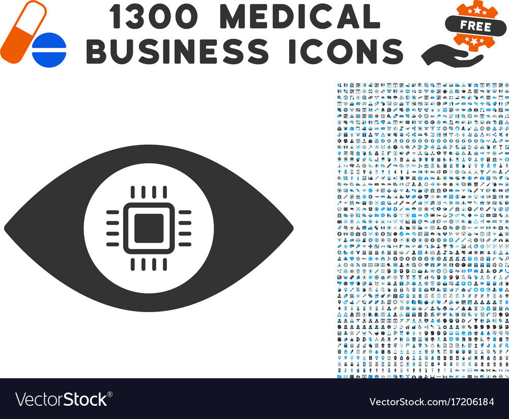 Electronic vision lens icon with 1300 medical