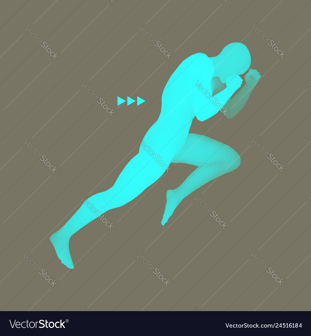 Fighter sports concept 3d model of man human body