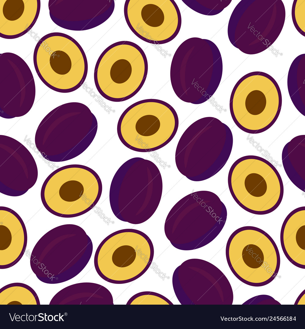 Flat fruit pattern of random violet plum