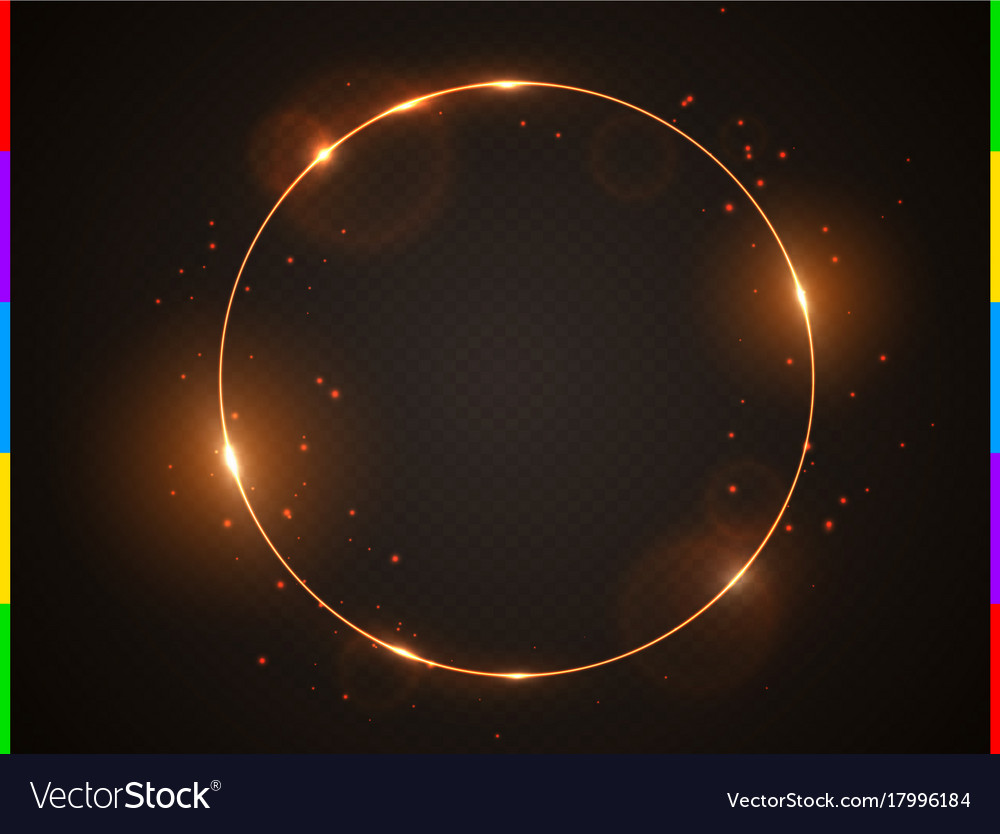 Golden frame with light effect flare and Vector Image