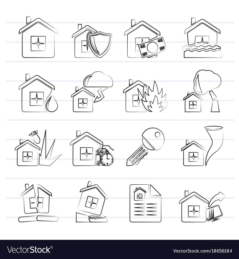 Home risk and insurance icons